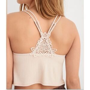 Size S Aerie Ribbed Crop Top Bralette in Sandalwood